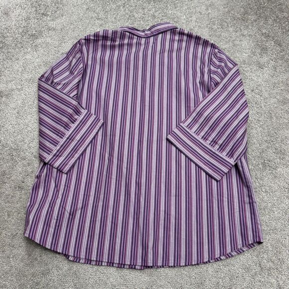 Blair Button Down Shirt Blouse Women Large Purple Striped 3/4 Sleeve Casual NWOT - Picture 2 of 12